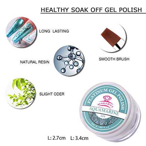 Makartt Glitter Gel Nail Polish Set, 6 Colors Fall Silver Rose Gold Purple Blue Green Holographic Gel Nail Polish, Sparkle Gel Polish Set for Women Home and Salon Use, P-32