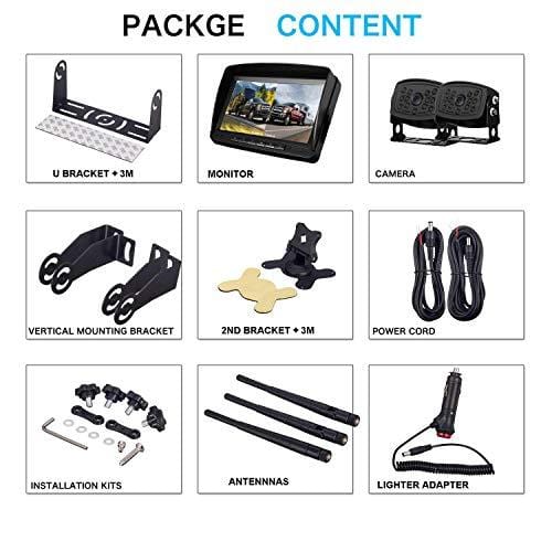 LeeKooLuu HD Digital Wireless Dual Backup Camera 7'' Monitor Split Screen Highway Observation System for Travel Trailers/RVs/Pickup/Trucks/Motorhome IP69K Waterproof Super Night Vision