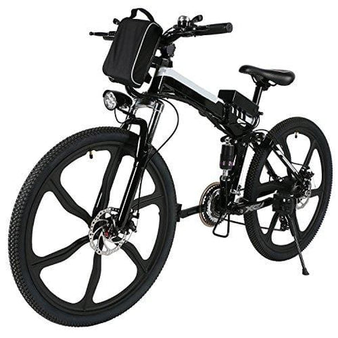 ferty Folding Electric Moped Sport Mountain Men Bicycle with Large Capacity Battery [US Stock] (Black)