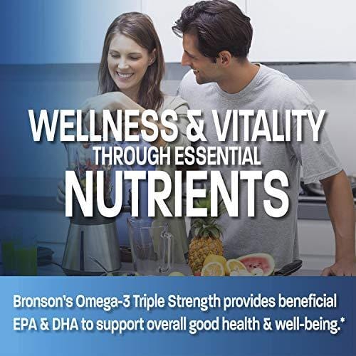Omega 3 Fish Oil Triple Strength 2720 mg - High EPA 1250 mg DHA 488 mg - Heavy Metal Tested - Non GMO Gluten Free Soy Free - 180 Softgels