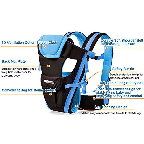 CdyBox Adjustable 4 Positions Carrier 3D Backpack Pouch Bag Wrap Soft Structured Ergonomic Sling Front Back Newborn Baby Infant (Pink)