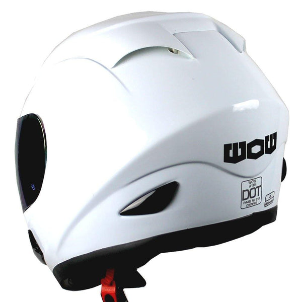 WOW Motorcycle Full Face Helmet Street Bike Glossy White