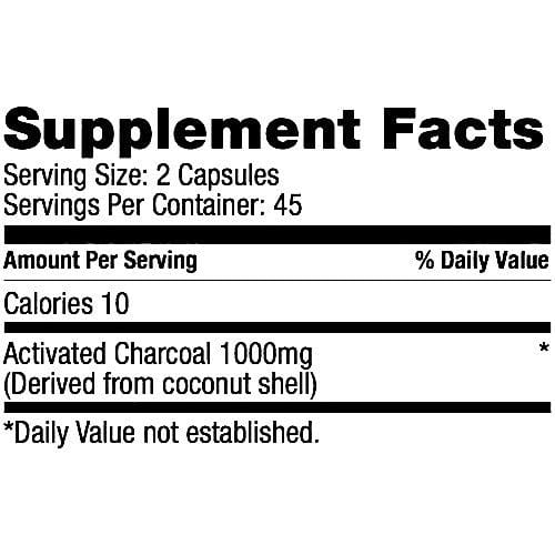 Bulletproof Coconut Charcoal, Supports Better Digestion and Gas Relief (90 Capsules)