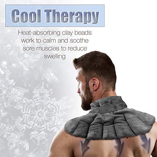 Heating Pad for Neck and Shoulders with Aromatherapy Herbs | Microwavable Wrap for Heat Therapy Pain Relief | Reusable Weighted Hot/Cold Pack | Eases Soreness, Anxiety, Headache (Grey)