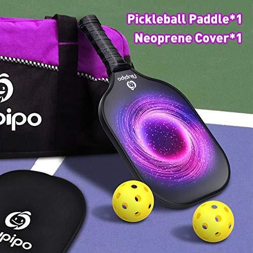 Pickleball Paddle, Composite Pickleball Racket Polypropylene Honeycomb Core Fiberglass Face Ultra Cushion 4.5In Grip 8.1oz Indoor Outdoor with Pickleball Paddles Cover, USAPA Pickleball Paddle, Purple