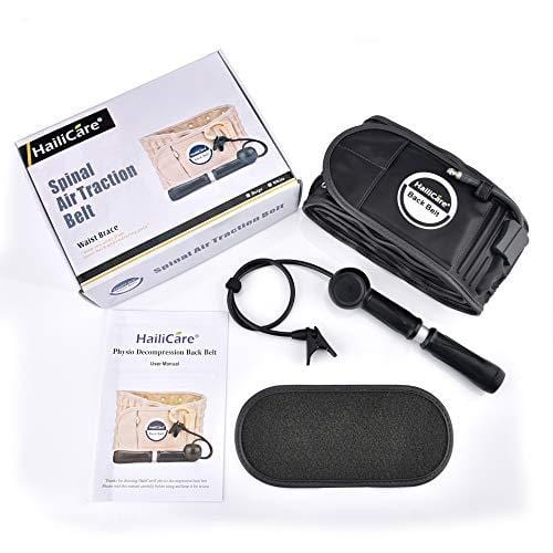 HailiCare Physio Decompression Back Belt Back Brace Back Pain Lower Lumbar Support Back Massage, one Size for 29inches to 49 inches Waists (Black)