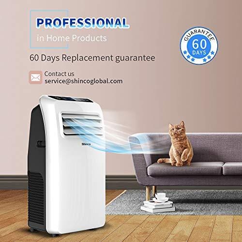 Shinco SPF2-08C 8,000 BTU Portable Air Conditioner,Dehumidifier Fan Functions,Rooms up to 200 sq.ft, Remote Control, LED Display, White
