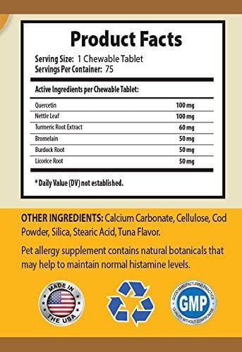 Anti Itch for Dogs Supplements - Best Dog Allergy Relief - GET RID of ITCHING - Immune Support - Chews - Dog Supplements for Skin and Coat - 75 Treats (1 Bottle)