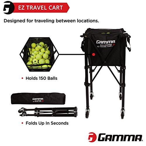 Gamma Sports EZ Travel Cart Pro 150 Ball Hopper, Black [product _type] Gamma Sports - Ultra Pickleball - The Pickleball Paddle MegaStore