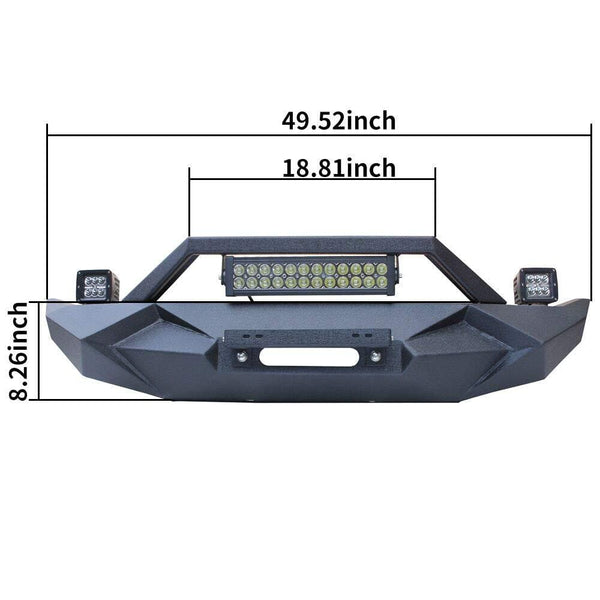 BESKE Jeep Wrangler front bumper Blade Front Bumper w/Winch Plate & 72W Light Bar & 18W Fog Lights Jeep Wrangler JL & JLU