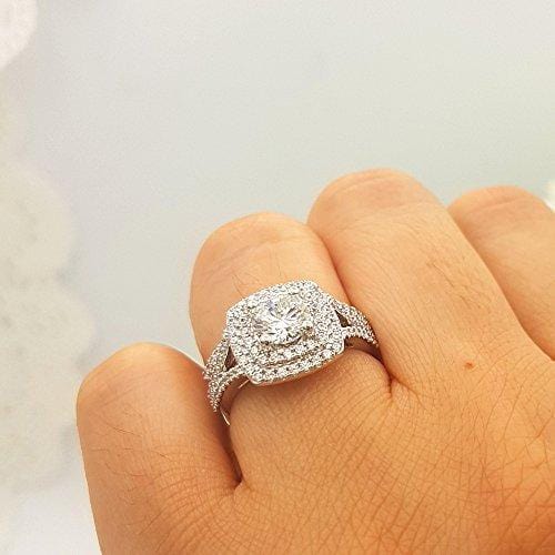 Dazzlingrock Collection 2.70 Carat (ctw) 14K Round Cubic Zirconia Ladies Bridal Engagement Ring Set, White Gold, Size 8.5