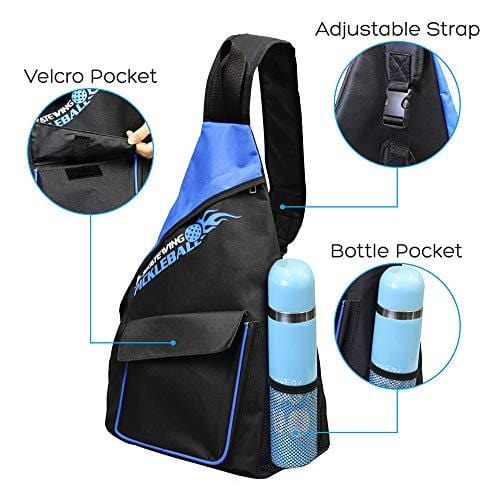 SKATEWING Professional Sports Pickleball Paddle Sling Carry Bag-Official Pack of China Shenzhen Pickleball Association (Blue)