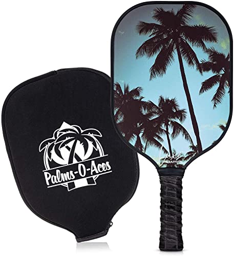 Graphite Pickleball Paddle with Cover - Lightweight Pickleball Racket for Beginners to Professionals - Toray T700 Carbon Fiber Face - Quiet Pickle Ball Paddle with Fun UV Printed Graphics
