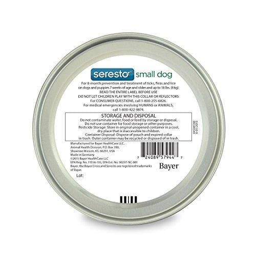 Bayer Animal Health Seresto Flea Tick 7-8 Month Collar for Small Dogs up To 18lbs