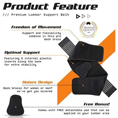Only1MILLION Lumbar Back Brace - Back Support Brace for Women and Men, Herniated Disc, Sciatica, Scoliosis and More! - Breathable Mesh Design with Lumbar Pad (Size L)
