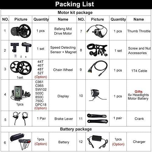 BAFANG BBS02B 48V 750W Ebike Motor with LCD Display 8fun Mid Drive Electric Bike Conversion Kit with Battery (500C Display, 750W Motor+46T Chainring+Battery)