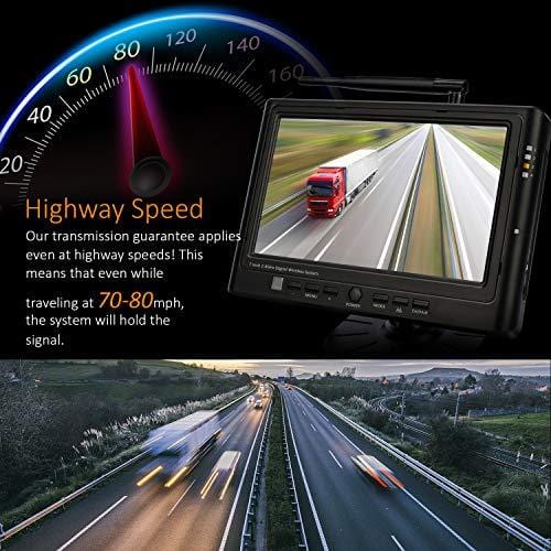 Digital Wireless Backup Camera System Kit, IP69K Waterproof Wireless Rear View Camera + 7'' LCD Wireless Reversing Monitor for Trailer, RV, Bus, Trucks, Horse-trailer, School Bus, Farm Machine,etc