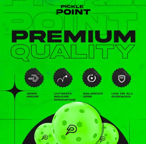 PICKLEPOINT Sh4d0w Pickleball Balls | 4 Pack | 40-Hole Outdoor Pickleball | Built to USAPA Specifications | PicklePoint Premium Outdoors Balls | Green Neon Balls
