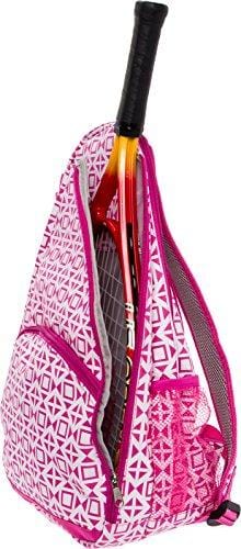 LISH Deuce Tennis Racket Backpack - Women's Geometric Square Printed Tennis Racquet Holder Bag (Rose)