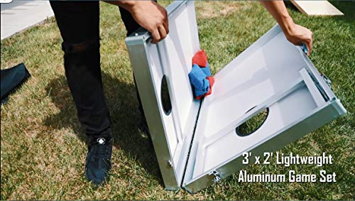 ZENY Cornhole Set 3x2 Cornhole Bean Bag Toss Game Set Aluminum Frame Boards 8 Corn Hole Bean Bags Outdoor Lawn Yard Game