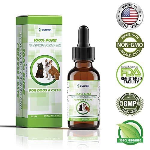 Hemp Oil for Dogs and Cats, 100% Pure, Made in USA, Promotes Natural Anxiety Relief, Mood and Sleep, Hip and Joint Health