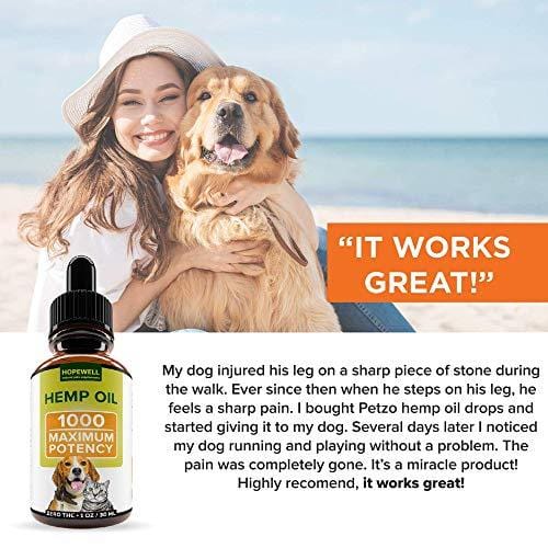 Hemp Oil for Dogs and Cats - 1000mg - Stress & Anxiety Relief - Advanced Formula - Grown & Made in USA - Supports Hip & Joint Health, Natural Relief for Separation Anxiety.