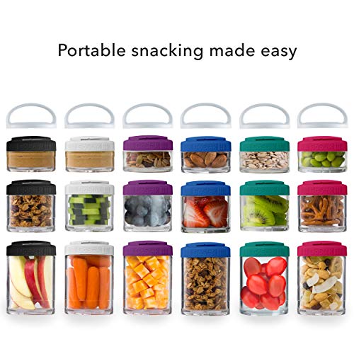 BlenderBottle GoStak Twist n' Lock Storage Jars, 4-Piece Starter Pak, Black