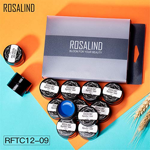 ROSLAIND 12 Colors Spider Gel Nail Polish, Spider Gel for Nail Art Paint Design Nail Art Wire Drawing Gel for Line with Gift Box