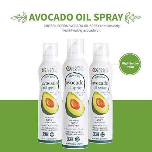 Chosen Foods 100% Pure Avocado Oil Spray 4.7 oz. (2 Pack), Non-GMO, 500° F Smoke Point, Propellant-Free, Air Pressure Only for High-Heat Cooking, Baking and Frying - Ultra Pickleball