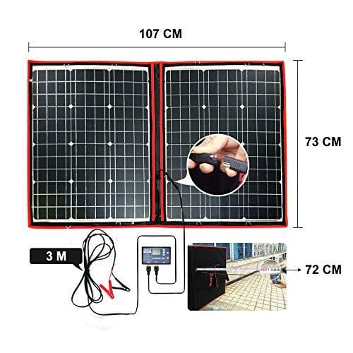 DOKIO 100 Watts 12 Volts Monocrystalline Foldable Solar Panel with Charge Controller