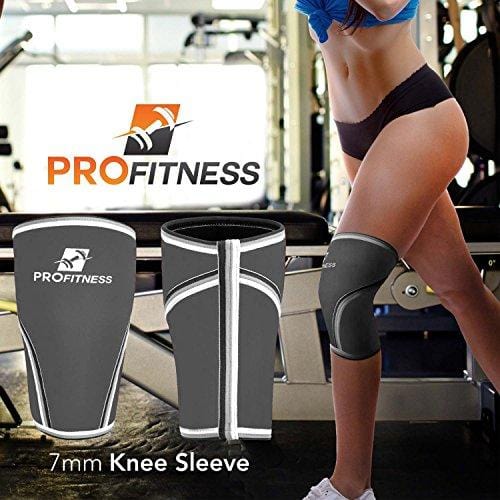 Knee Sleeve (Pair) Squat Knee Support & Compression for Powerlifting, Weightlifting, CrossFit WOD, Bodybuilding – Extra Thick 7mm Neoprene Knee Sleeves – Both Men & Women (Gray, XX-Large)
