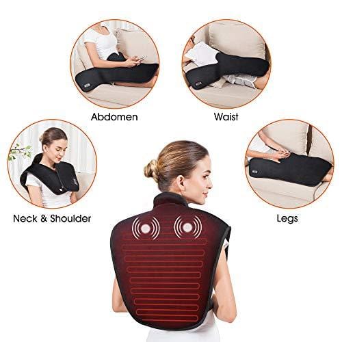 Heating Pad for Neck and Shoulders - Heat Wrap with Adjustable Heated Levels & Vibration Massage for Neck and Shoulder Back Pain Relief, Heating Pad with Auto Shut Off AL661