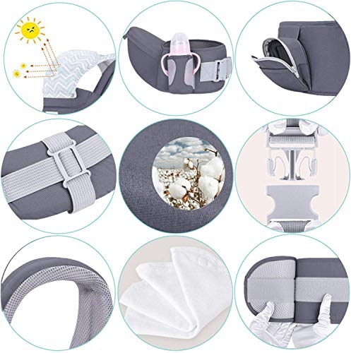 Viedouce Baby Carrier with Seat Lightweight Child Carriers for Infant Toddler, Dark Gray