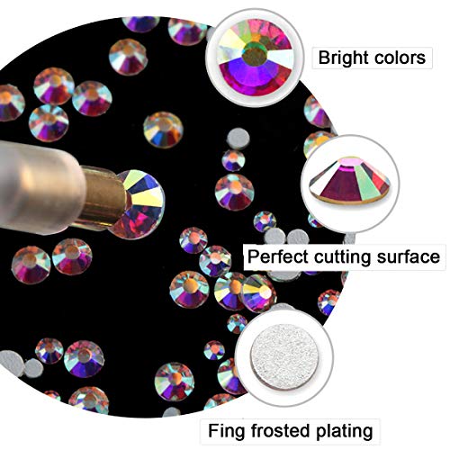 120 Pcs Multi Shapes Glass Crystal AB Rhinestones For Nail Art Craft, Mix 12 Style FlatBack Crystals 3D Decorations Flat Back Stones Gems Set (120 pcs Crystals+1728 pcs rhinestones)