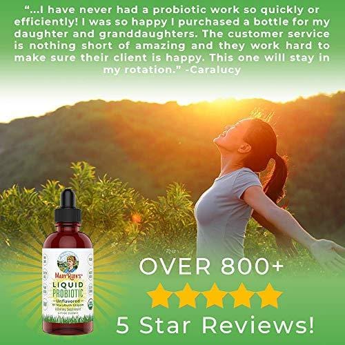 Organic Liquid Probiotics & Enzymes by MaryRuth's (Plant-Based) | Men Women Kids Babies Toddlers | Non-GMO Vegan RAW Paleo | 12 Live strains of Flora w/acidophilus probiotic for Digestion 4oz Glass