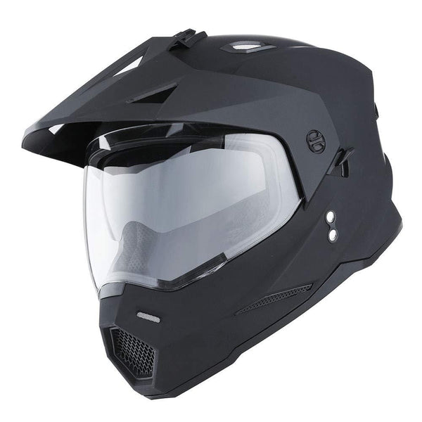 1Storm Dual Sport Motorcycle Motocross Off Road Full Face Helmet Dual Visor Matt Black, Size Medium (55-56 CM 21.7/22.0 Inch)