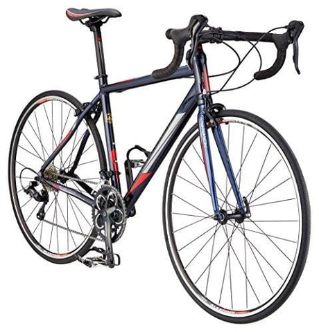 Schwinn Fastback 2 Performance Road Bike for Beginner to Intermediate Riders, Featuring 55cm/Large Aluminum Frame, Carbon Fiber Fork, Shimano Sora 18-Speed Drivetrain, and 700c Wheels, Navy Blue