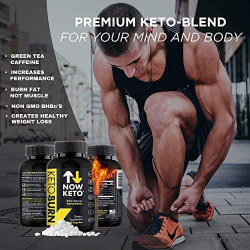 NOW KETO Keto + Burn Exogenous BHB Ketone Supplement Capsules | Best Keto Diet | Ketosis Supplement to Support Fat Burn, Boosts Energy with Beta Hydroxybutrate Salts for Weight Loss 60 Capsules