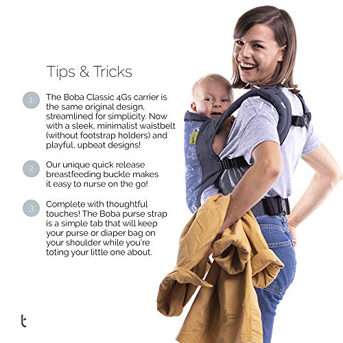 Boba Baby Carrier Classic 4Gs - Dusk - Backpack or Front Pack Baby Sling for 7 lb Infants and Toddlers up to 45 pounds