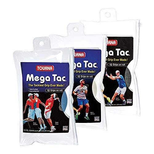 Tourna Mega Tac Extra Tacky Overgrip, White, 10-Pack