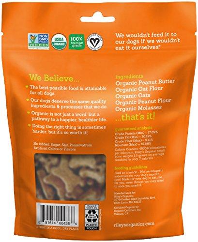 Riley's Organics - Peanut Butter & Molasses - 5 oz Small Biscuits - Human Grade Organic Dog Treats - Resealable Bag