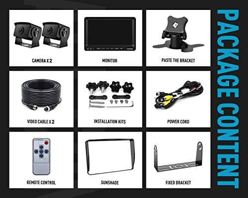 Fookoo Ⅱ HD Backup Camera System Kit,7''1080P Reversing Monitor+IP69 Waterproof Rear View Camera,Sharp CCD Chip, 100% Not Wash Up,Truck/Semi-Trailer/Box Truck/RV (FHD2-Wired)