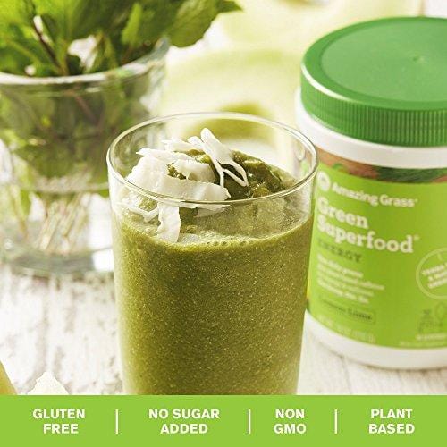 Amazing Grass Energy Green Superfood Organic Powder, Natural Caffeine with Wheat Grass, 7 Greens, Yerba Mate and Matcha Green Tea, Flavor: Lemon Lime, 100 Servings