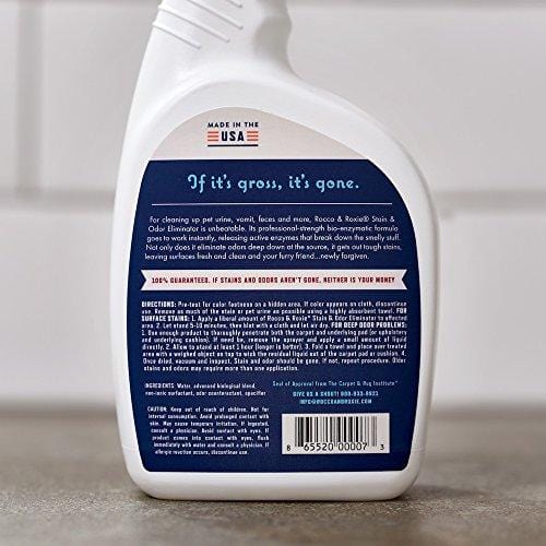 Rocco & Roxie Supply Professional Strength Stain and Odor Eliminator, Enzyme-Powered Pet Odor and Stain Remover for Dogs and Cat Urine, Spot Carpet Cleaner for Small Animal, 32 oz.