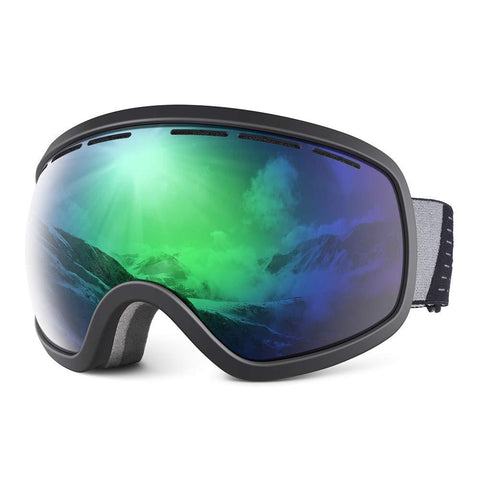 HUBO SPORTS Ski Snowboard Goggles for Men Women Adult, Over Glasses Snow Goggles of Dual Lens with Anti Fog & UV400 for Youth Teenage (FGreen)