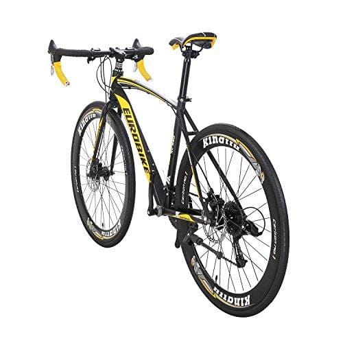 Eurobike Road Bike EURXC550 27 Speed 700C 49Cm Road Bike Frame Dual Disc Brake Bicycle Black-Yellow