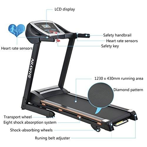 Shayin Treadmills Folding Electric Treadmill Auto Power Incline Running Exercise Machine for Home Gym Exercise Fitness Fold Up
