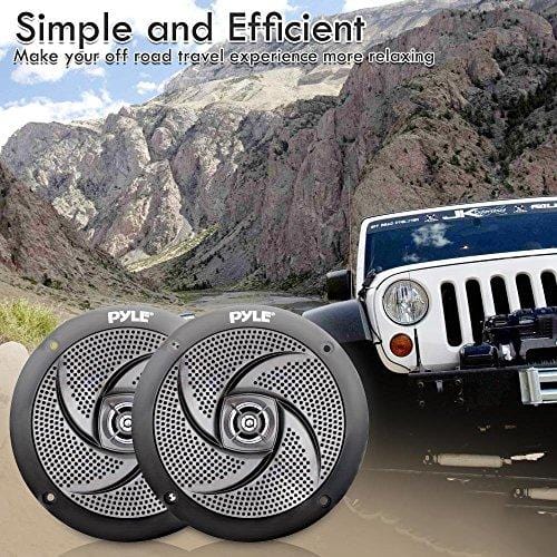 Pyle Marine Speakers - 5.25 Inch Low Profile Slim Style Waterproof Wakeboard Tower and Weather Resistant Outdoor Audio Stereo Sound System with 180 Watt Power - 1 Pair in Black (PLMRS5B)