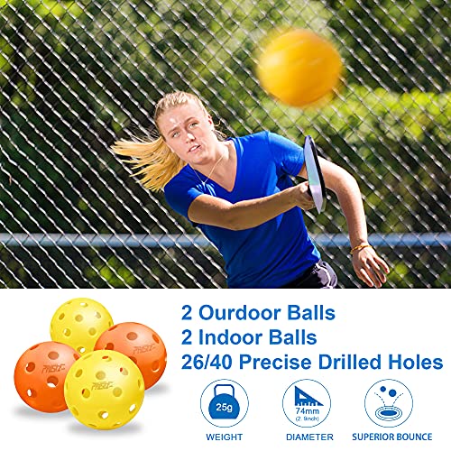 Pickleball Paddles, PHYSIZZ Pickleball Paddle Set of 2 Graphite Surface Pickleball Rackets 4 Pickleball Balls and 1 Carrying Bag, Lightweight Honeycomb Core Polypropylene USAPA Pickleball Raquette Set