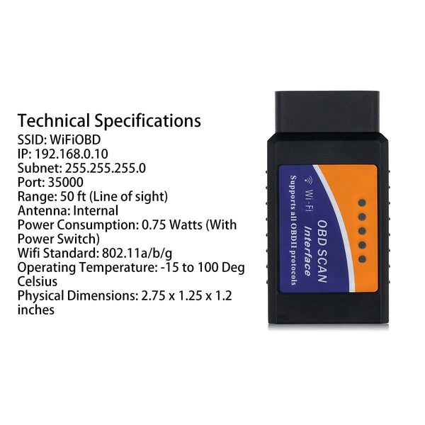 Eyourlife Improved Version Car WiFi OBD2 Scanner OBDII Scan Code Reader Adapter Check Engine Light Diagnostic Tool